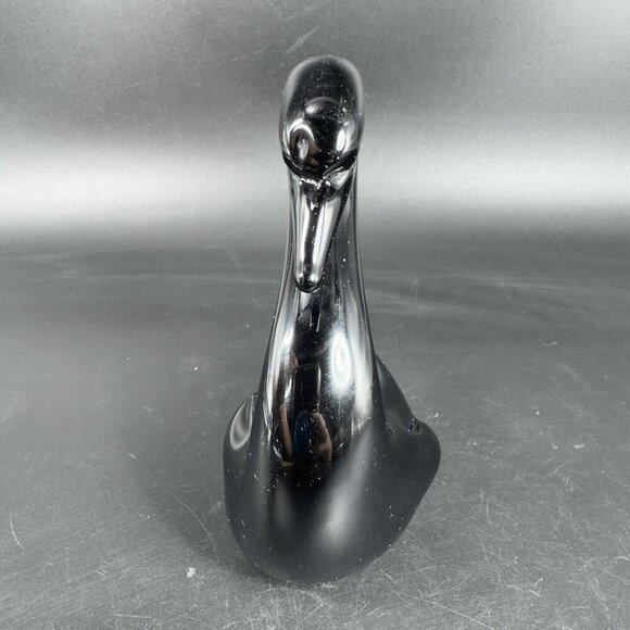 1980s Vintage Black Glass Swan Duck Bird Figurine Art Glass Figurine Decorative - Picture 7 of 10